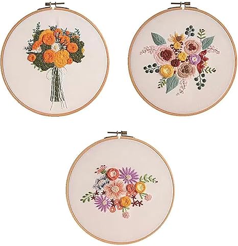 Amazon 刺しゅう 刺繍キット フラワー 花柄 刺繍布 竹刺繍枠 刺繍針 刺繍糸 刺繍ツールセット 初心者 手作り 手芸 可愛い Diy 飾り 壁 愛の花 刺しゅうのアクセサリー 3点セット 植物 豊富な刺繍アクセサリー プレゼント ししゅう道具付き 日本語取り扱い説明書 日本語
