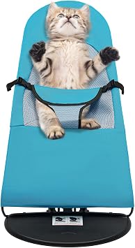 Portable Foldable Pet Rocker Bed, Height Adjustable Dog Rocking Chair for Pets Under 28 Lbs Blue
