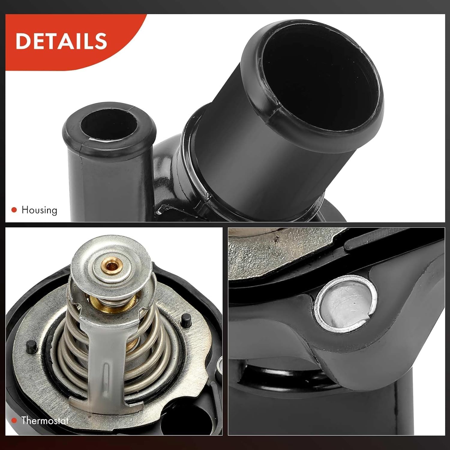 A-Premium Engine Coolant Thermostat and Housing Assembly Compatible with Ford, Mazda, Mercury, Lincoln Vehicles - 2003-2022 - Escape, Focus, Fusion, Ranger, 3, 5, 6, Tribute, Mariner, Milan & More