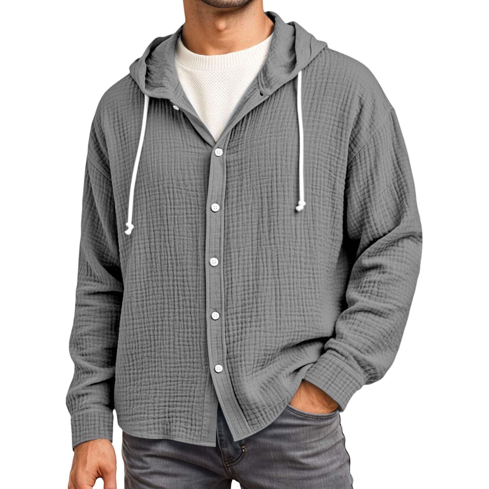 Camisa con capucha para hombre ideal para paseos informales en otoño 6