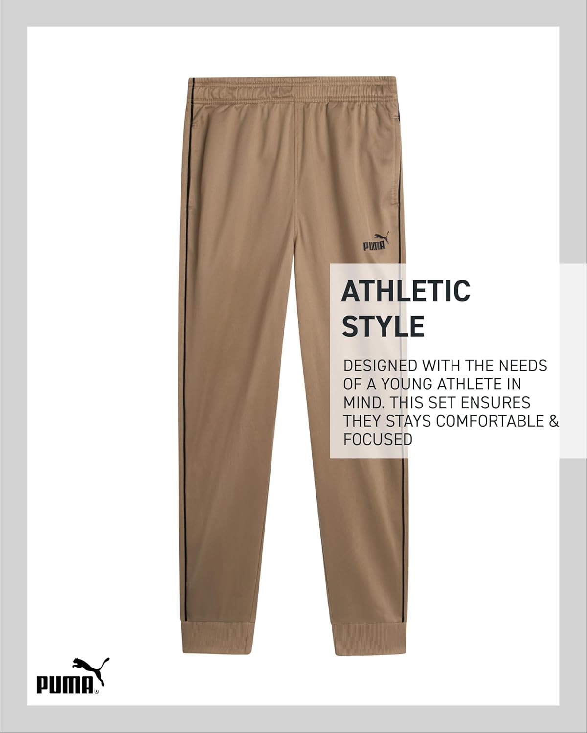 PUMA Boys Pants Set - 3 Piece Athletic T-Shirt, Zip Up Jacket, Jogger Pants - Boys Activewear Tricot Jogset (8-16) - Image 6