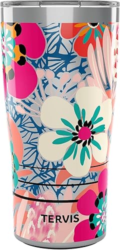 Miniatura 1 de Tervis Traveler Bright Wild Blooms - Vaso aislado de triple pared para viaje mantiene las bebidas frías y calientes, 20 onzas, acero inoxidable