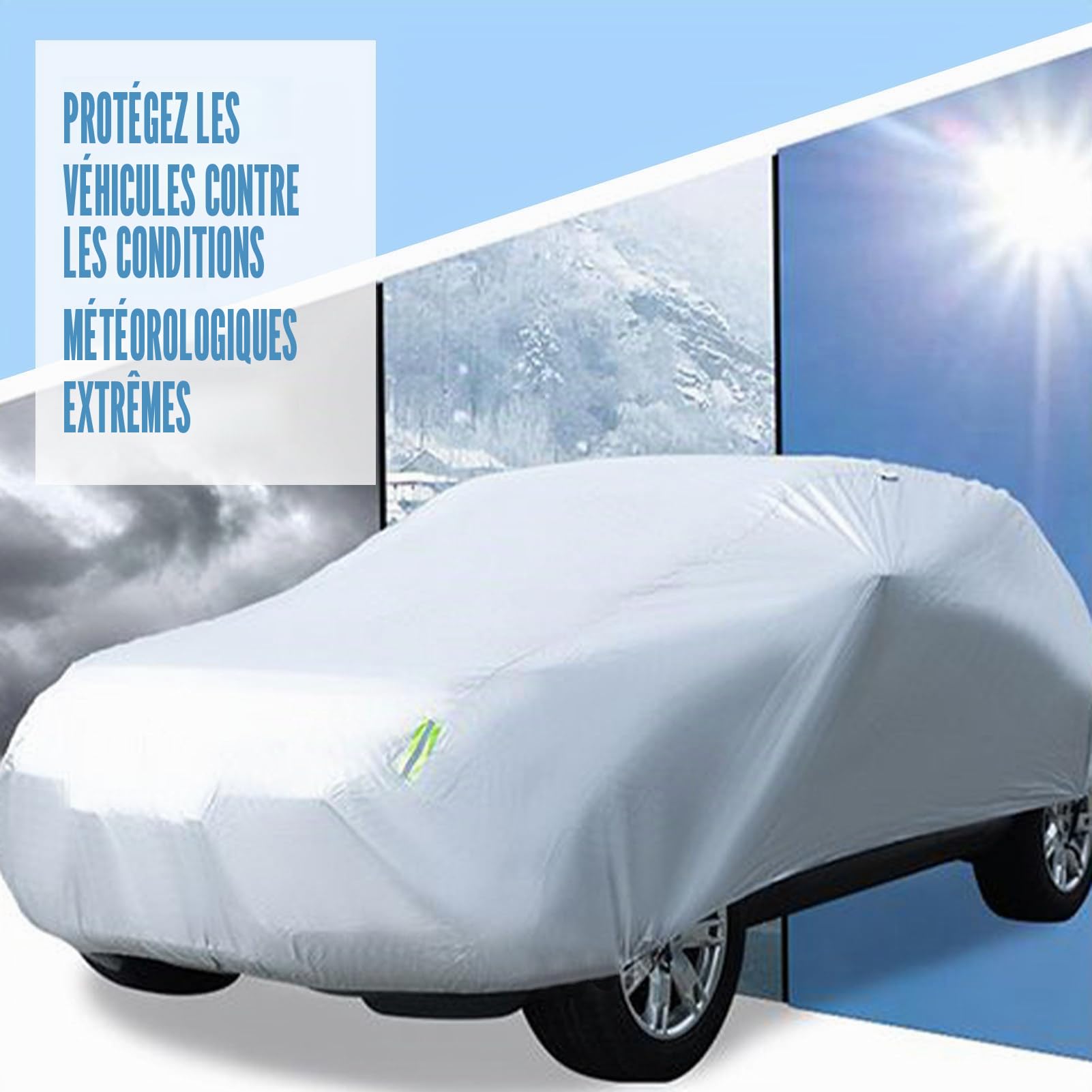 Housse de voiture rétractable universelle, coupe-vent, anti-neige, protection UV, batterie amovible