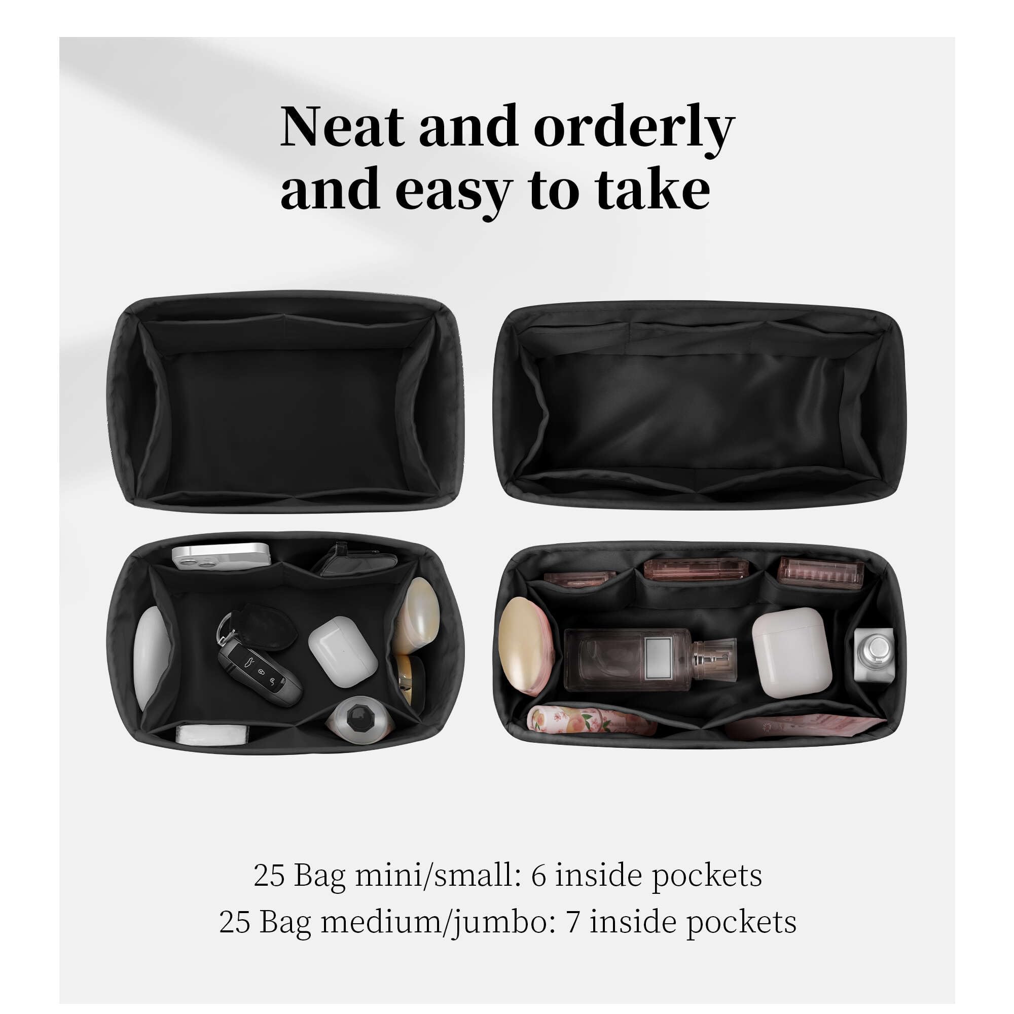 CHANEL デュオ イン バッグ セット Amazon.co.jp: シャネル25スモール対応 バッグインバッグ (オニキス