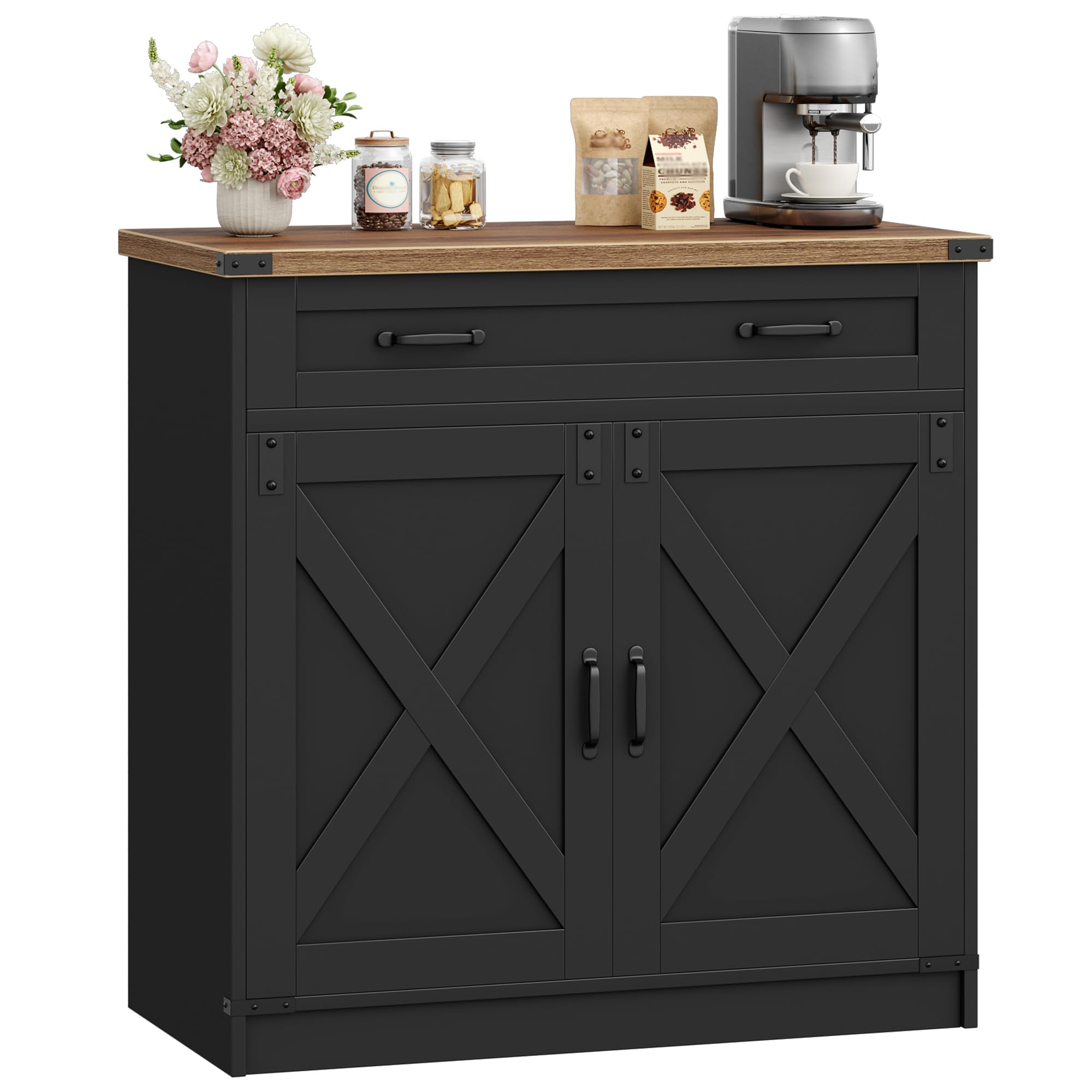 Hzuaneri Sideboard, Kitchen Cabinet with Drawer & 2 Doors, 40 x 80 x 80 cm