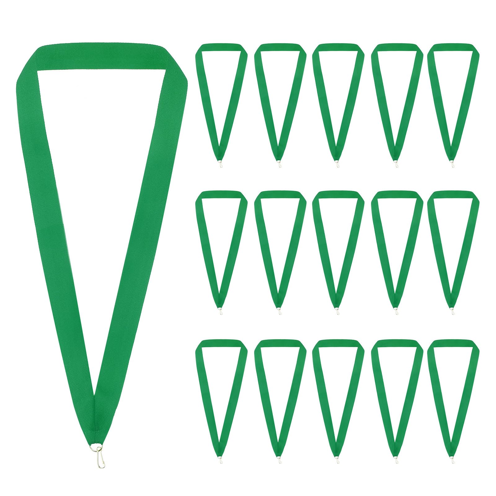 PATIKIL Award Neck Ribbons, 25 Pack Polyester Medal Lanyards with Snap Clip Blank Award Ribbon for Competitions Achievement Sports Party, Green