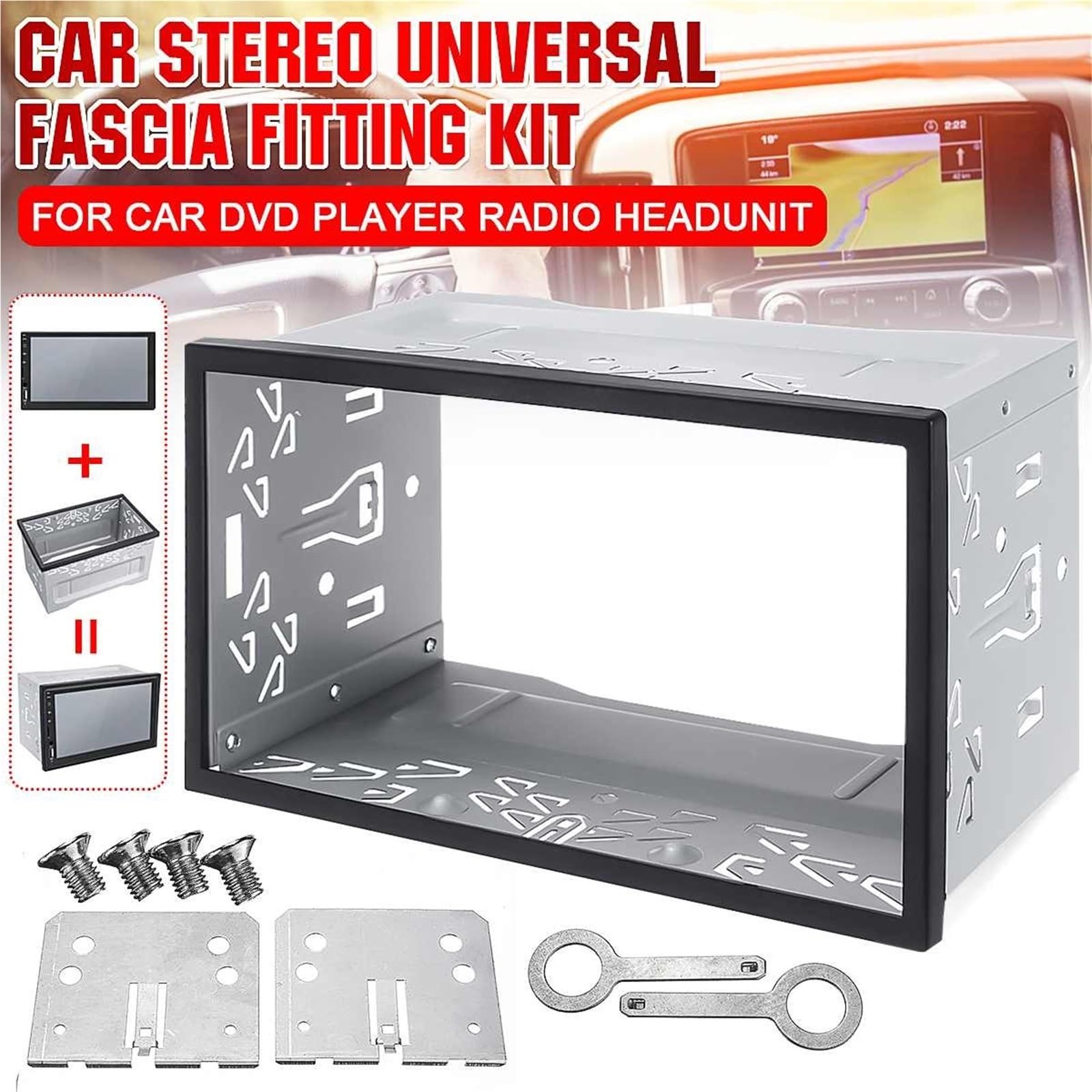 Telaio Autoradio Universal Double 2 DIN Car Stereo Radio Headunit Fitting Cage Mounting Car Stereo Double Din Cage With Frame(A SET)