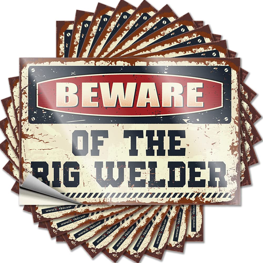 Tool Box Stickers Beware of The Rig Welder Funny Sticker 10 Pcs Bumper Stickers Toolbox Stickers and Decals