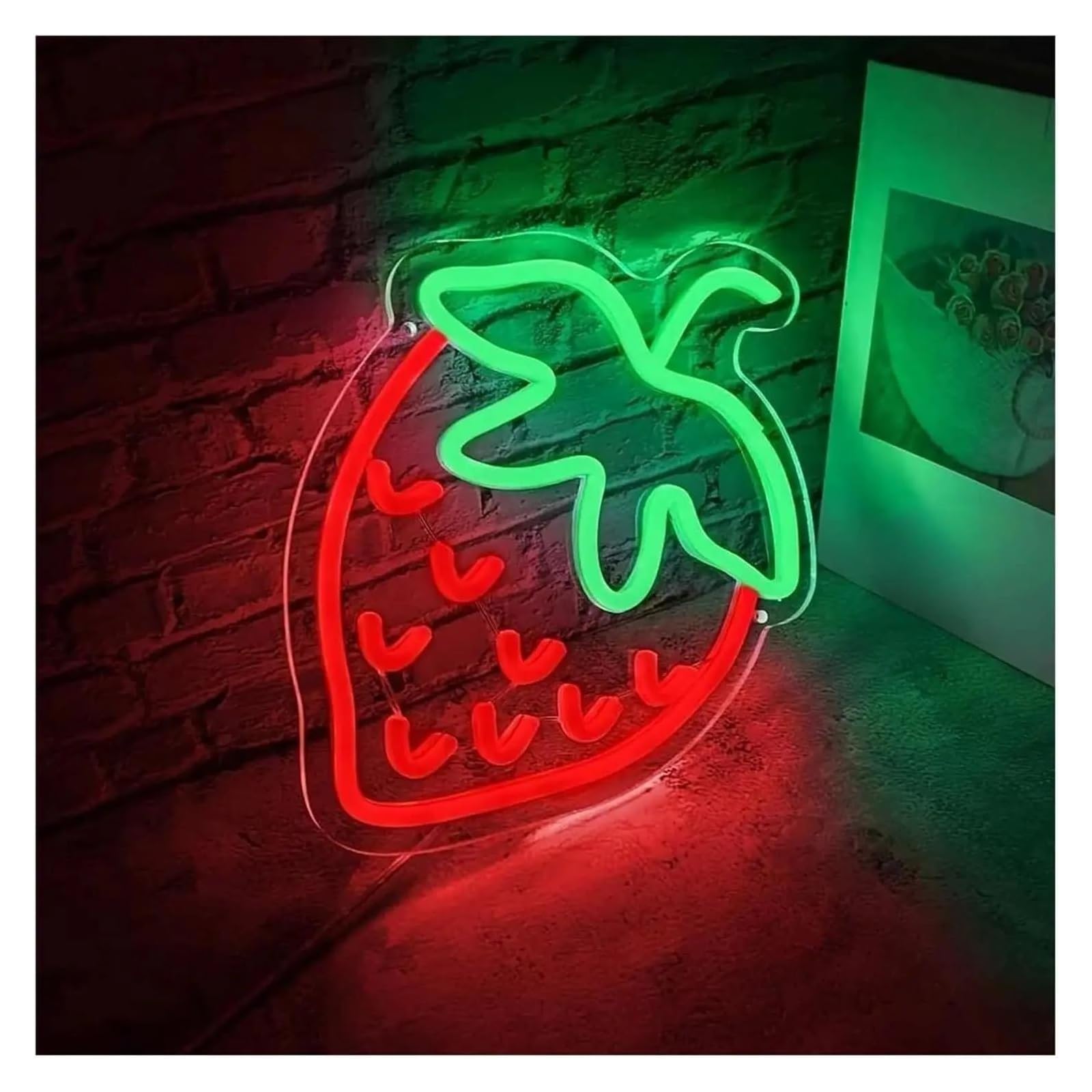 Lemst Red Signs Lamp Strawberry Neon Sign Usb Dimmable Neon Light For Bedroom Bar Fruit Shop Restaurant Wall Decor 30X22cm(Red)