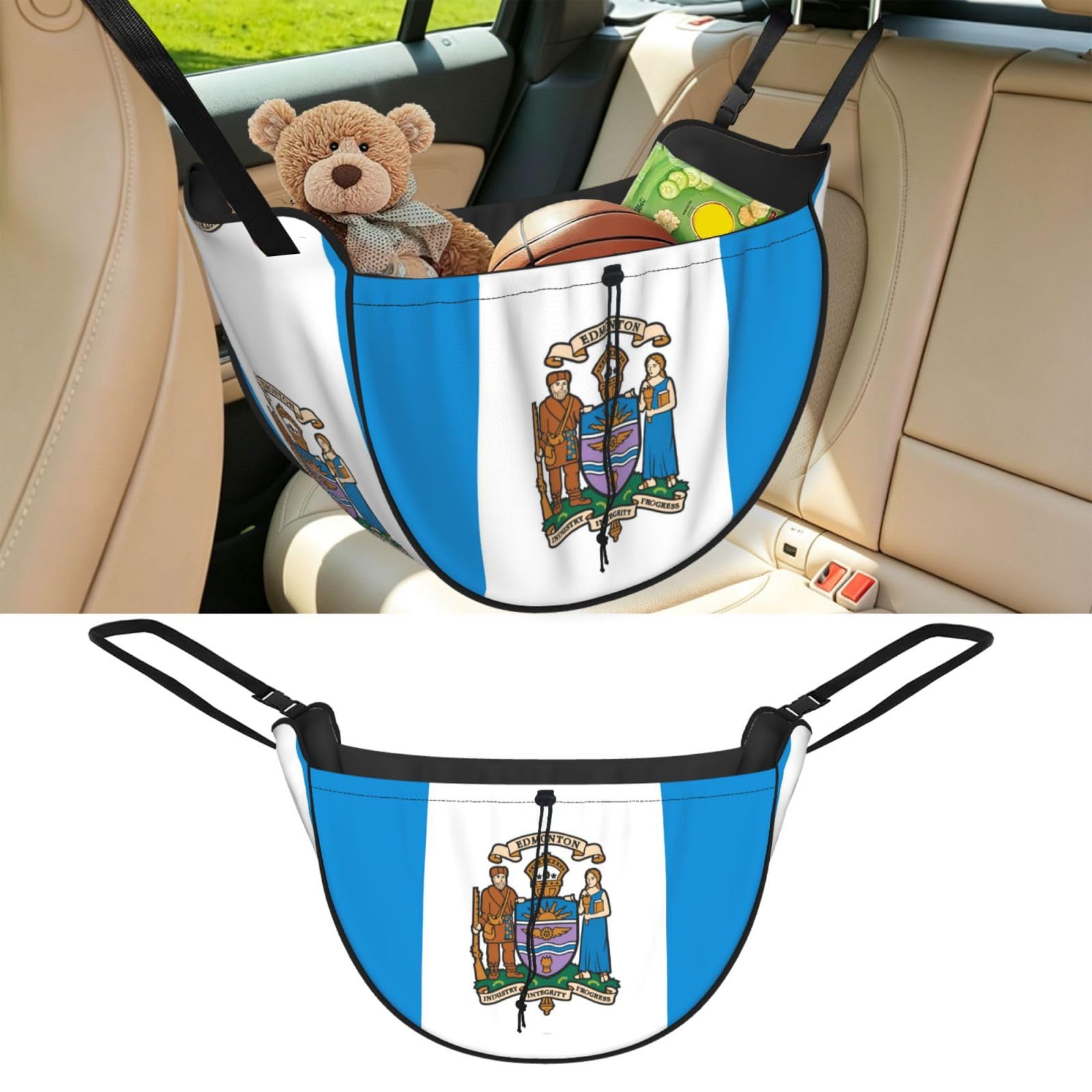 Cntdbu Black Edmonton Flag Car Seat Organizer-Backseat Storage Bag For Travel