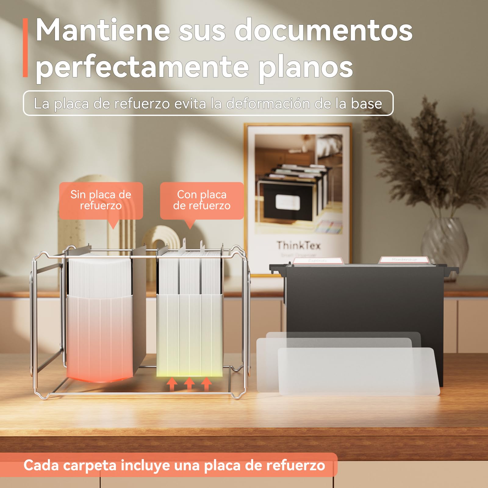 ThinkTex Archivador de Archivos Colgantes, Organizador de Archivos Colgantes A4 con Pestañas y Insertos, Carpetas de Archivos Colgantes para Hogar, Oficina, Escuela, Almacenamiento de Trabajo (Paquete