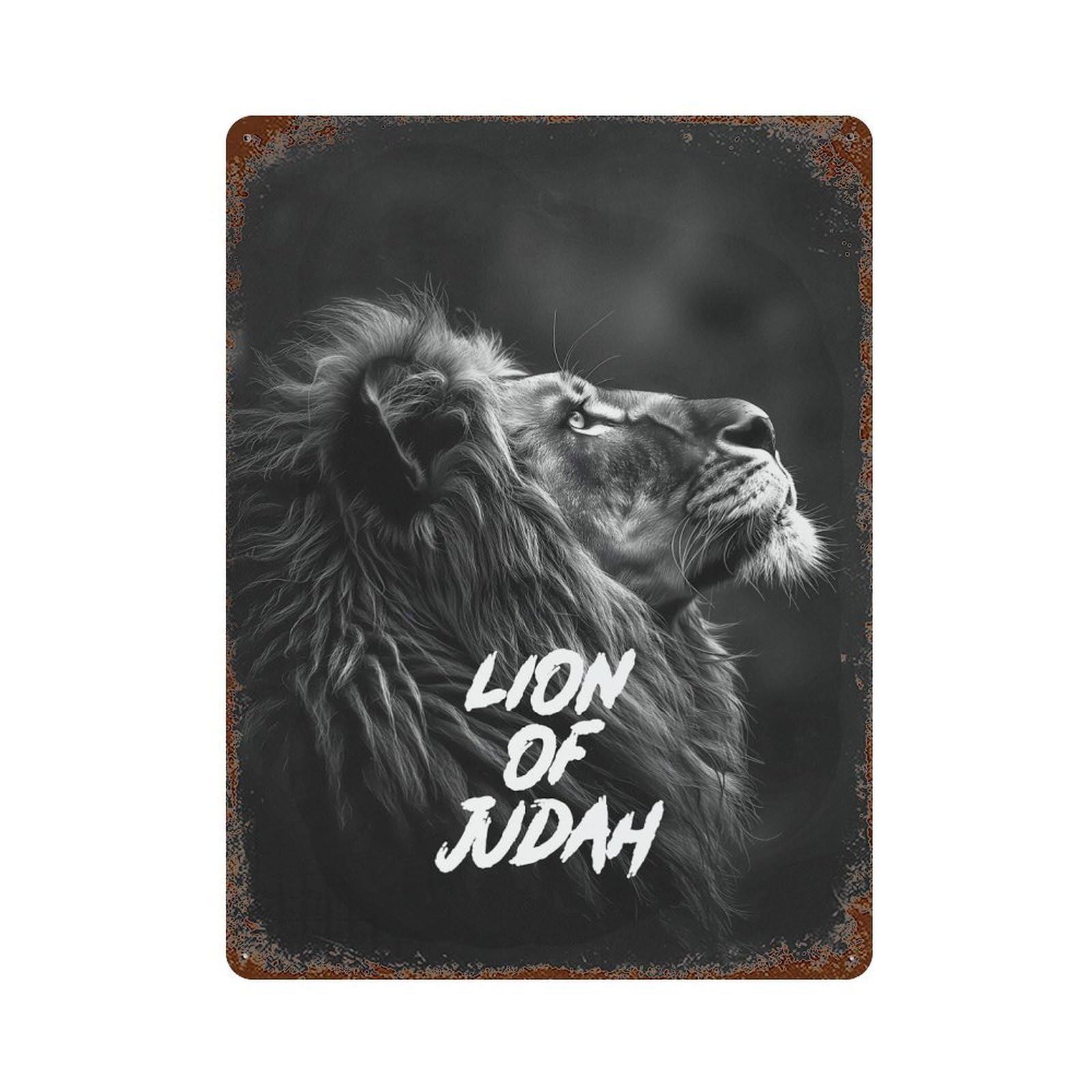 Lion of Judah Decorative Tin Sign 15.7"x11.8", Retro Wall Decor for Living Room, Hallway And Home Decor