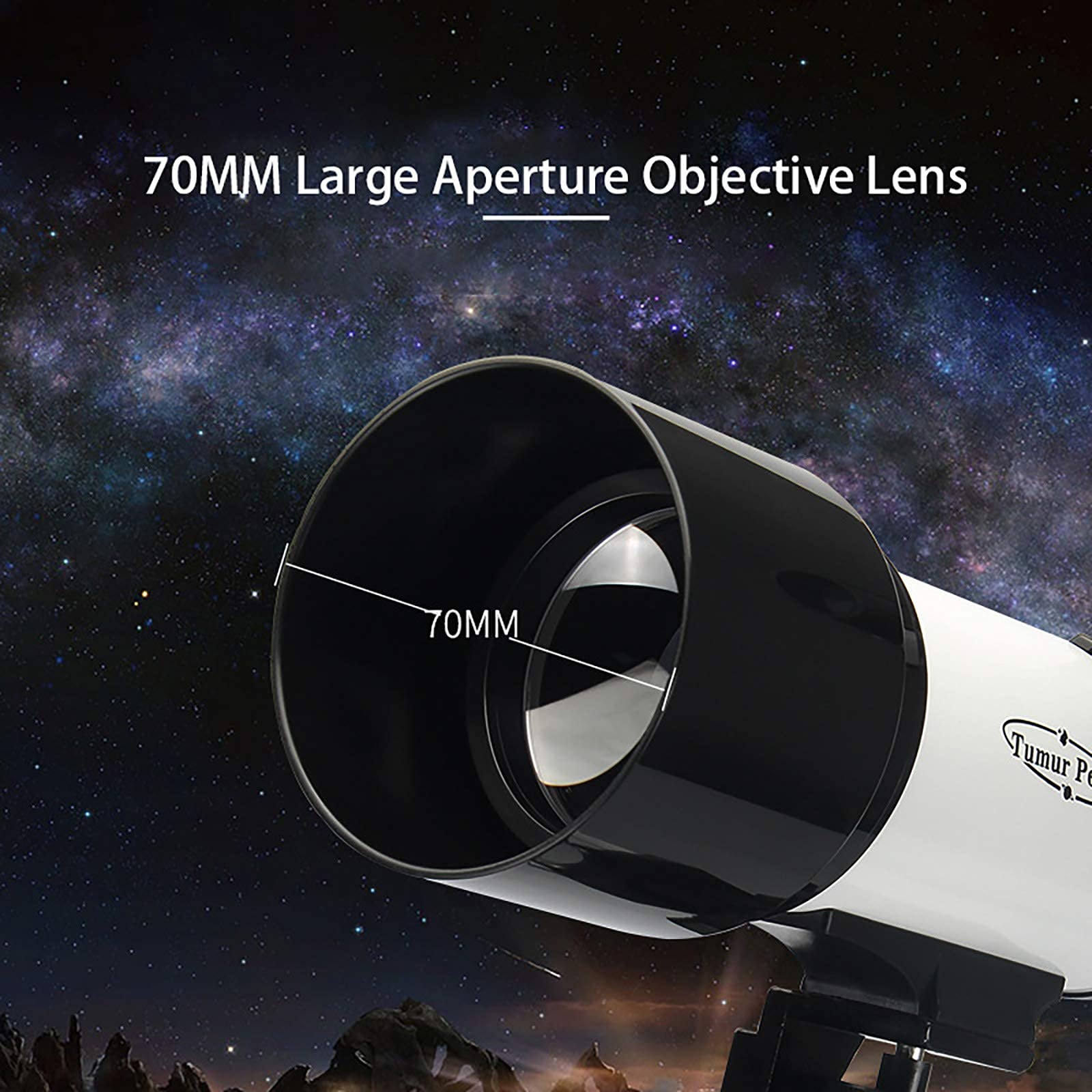 Teleskop für astronomische Anfänger und Kinder, 70-mm-HD-Refraktorteleskop mit verstellbarem Stativ und Telefonhalter, vollbeschichtete Linse