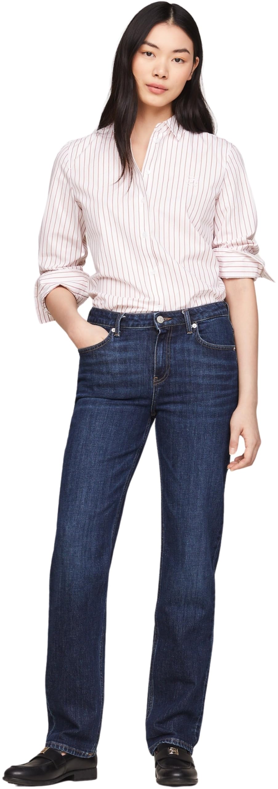 Tommy Hilfiger Women's Classic Straight Fit Jeans, Blue (Dark Blue), 24W/28L