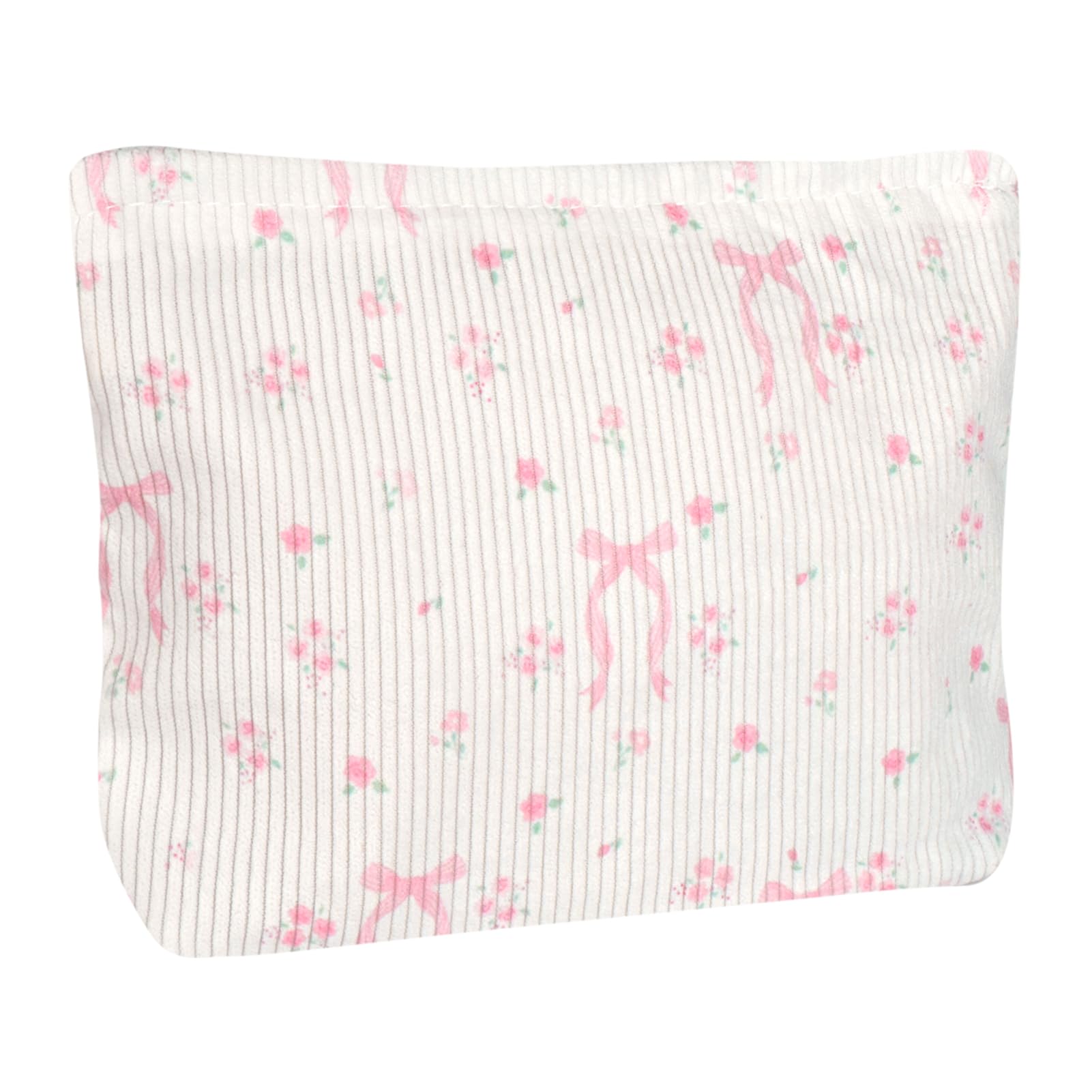 Ksriylm Pink Bow Cosmetic Bag for Women,Cute Canvas Toiletry Organizer Storage with Purse Zipper,Small Multifunctional Travel Makeup Bag,Aesthetic Travel Toiletry Bags