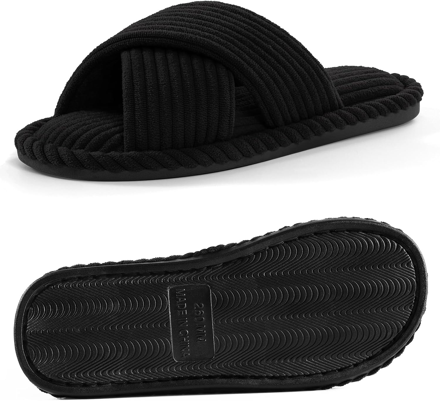 Evshine House Slippers for Women Memory Foam Bedroom Slippers Corduroy Open Toe Slides Shoes Indoor and Outdoor - Image 7