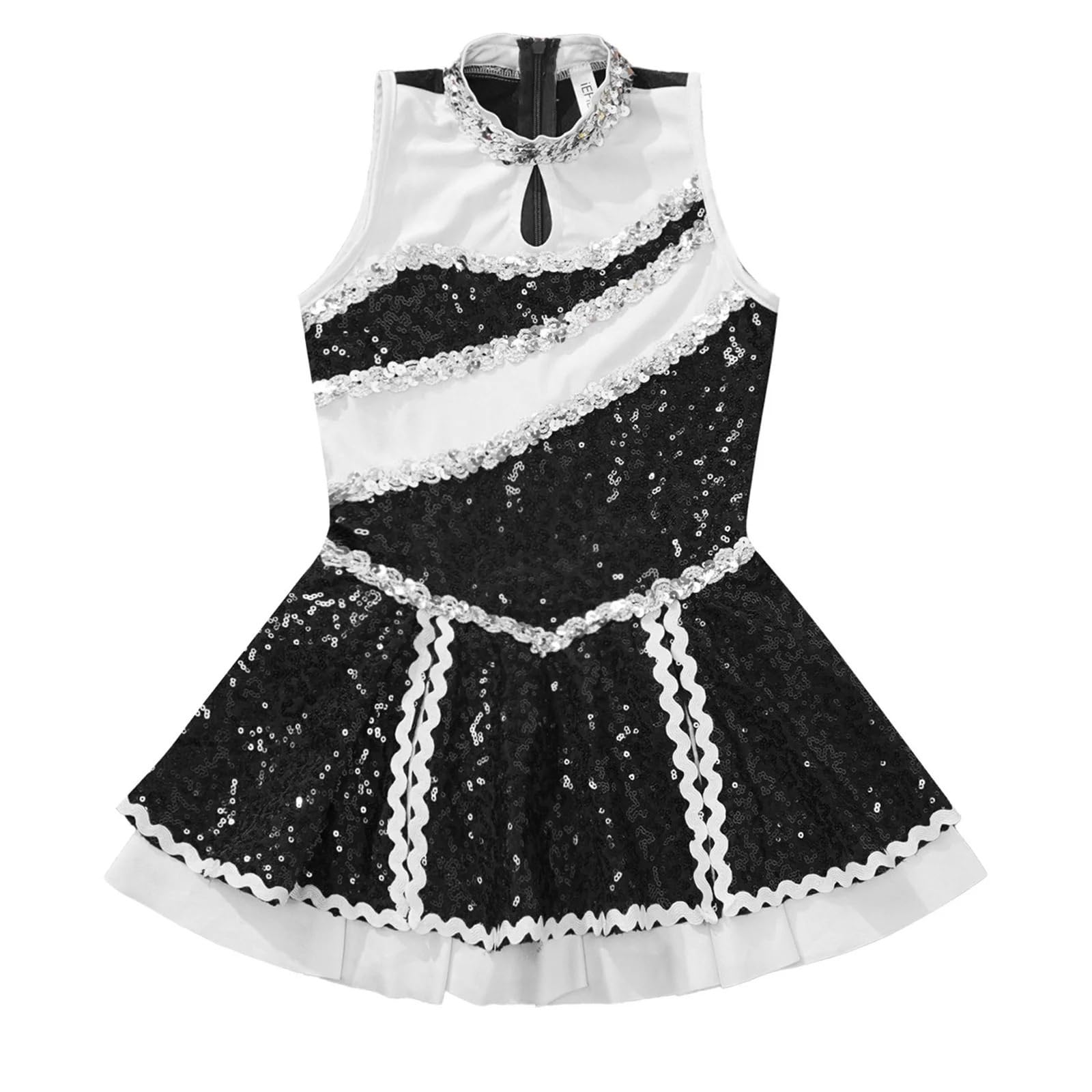 Mädchen Glänzende Pailletten Cheerleading Uniform Ballett Gymnastik Trikot Kleid for Tanzen Wettbewerb Kinder Eiskunstlauf mit Accessoires