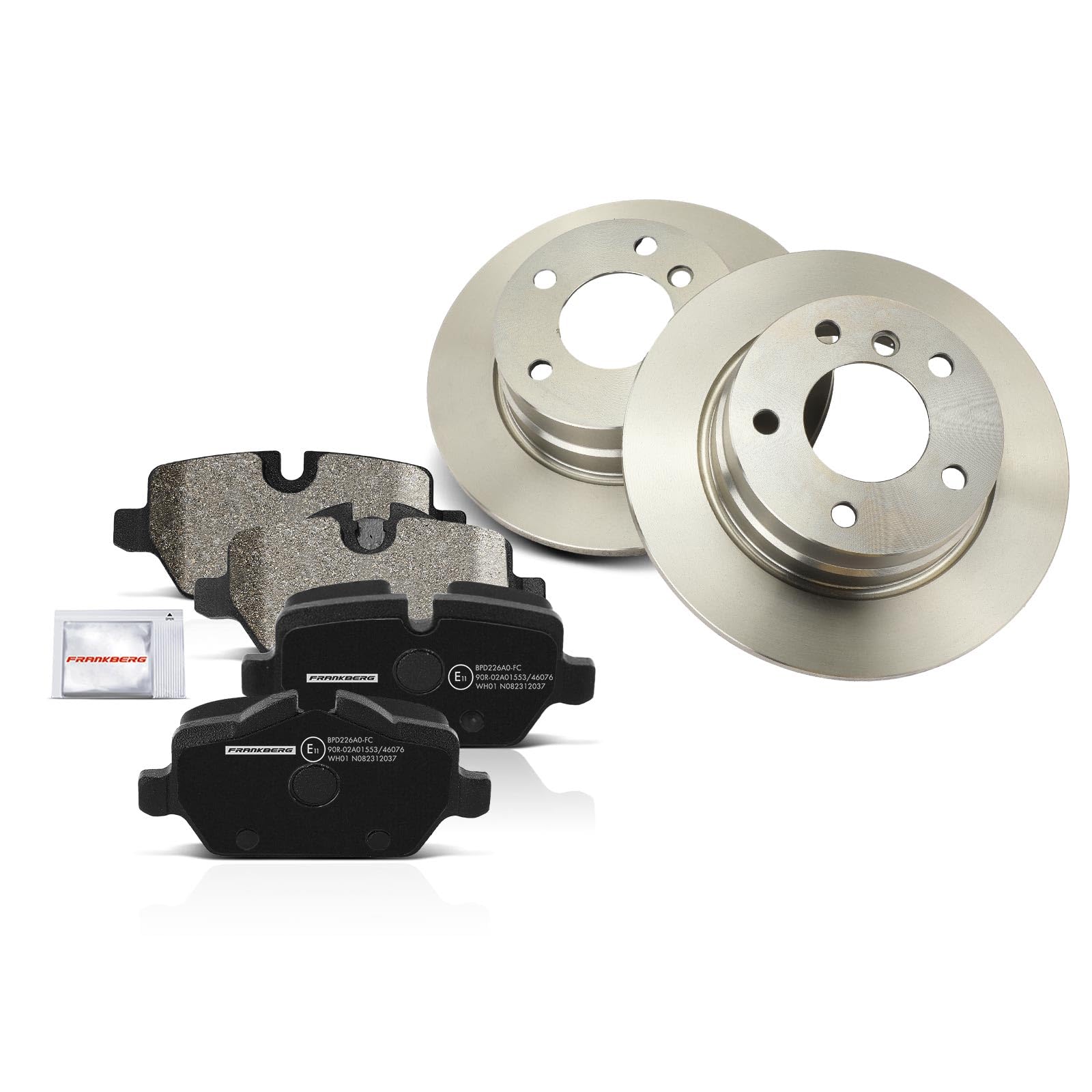 Frankberg Bremsensatz inkl. 2x Bremsscheiben + 4x Bremsbeläge Hinten Kompatibel mit 1er E81 116i 116d 1er E87 116i 116d 118i 118d Replace# 34216764647,34216855001