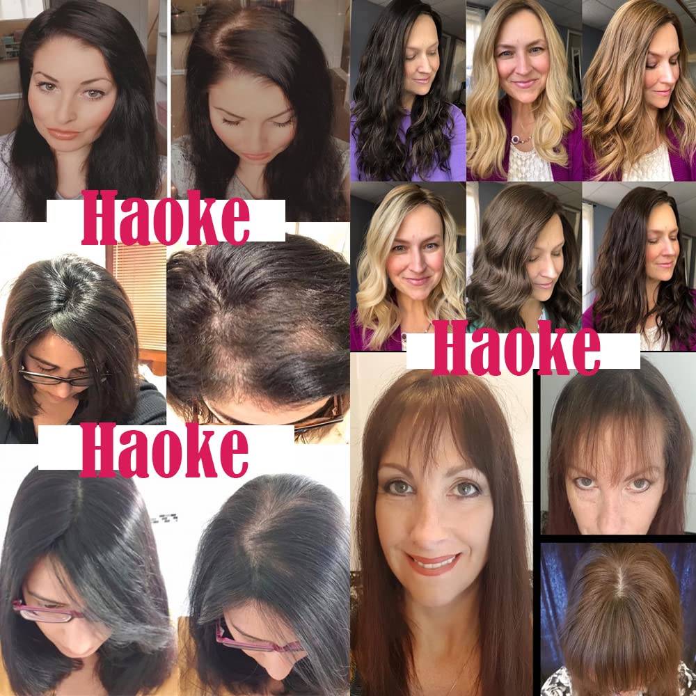 Deep Wave Real Human Hair Topper Hairpiece for Women, 5.12"x5.91" Silk Base Free Parting Crown Topper for Female Bald Spot, 10" Off Black