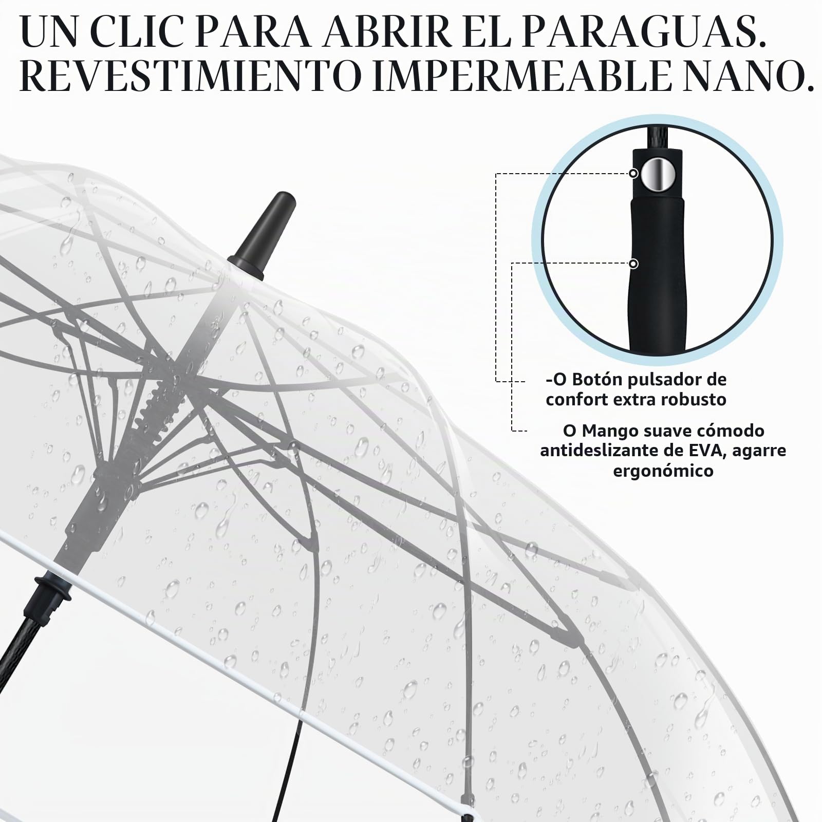 Weewooday 2 Paraguas Transparentes Grande XXL Automático Elegante Paraguas Grande con Cómodo Pulsador Resistente al Viento Paraguas Impermeable Paraguas de Boda Paraguas de Pareja