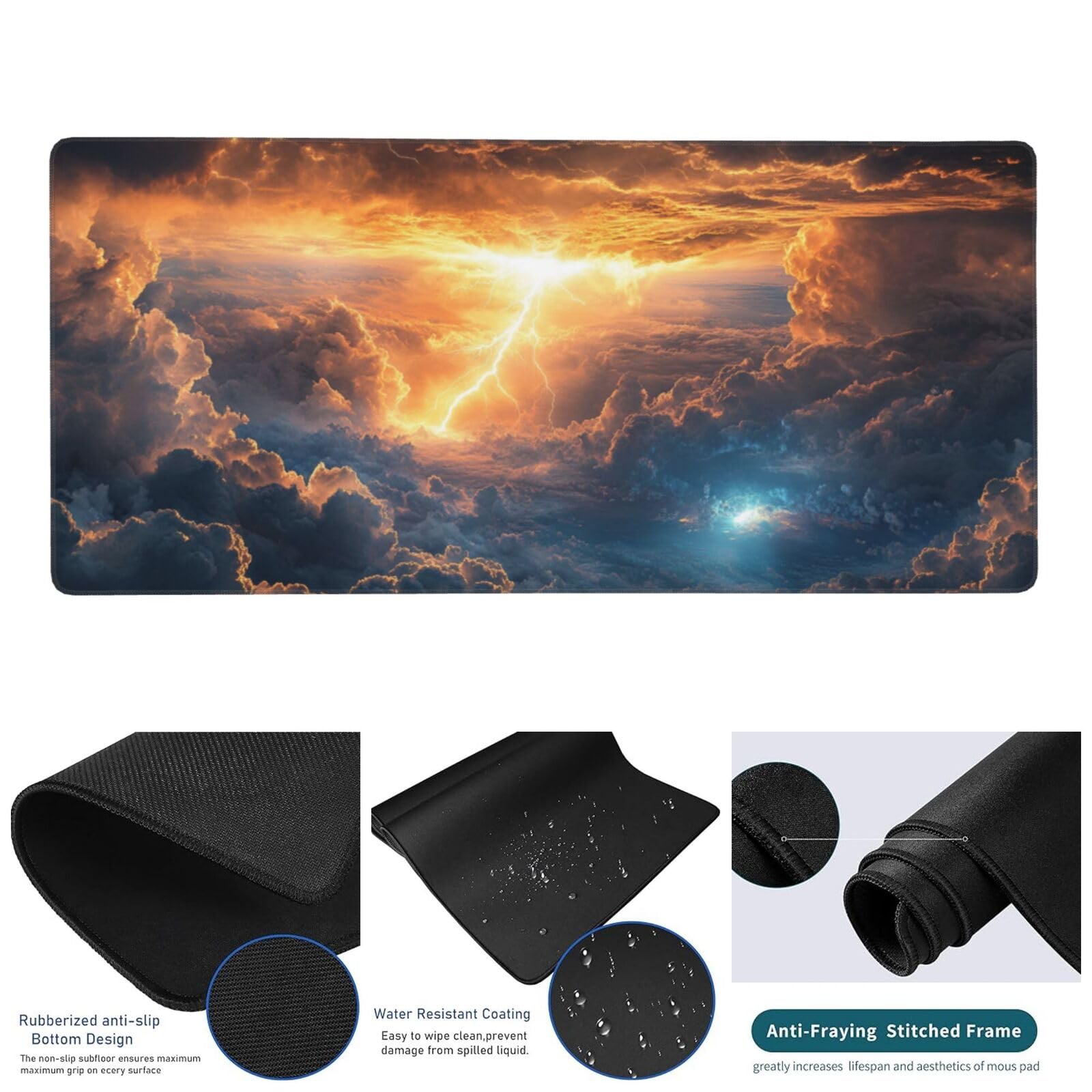 Sueño Alfombrilla de Ratón XXL 1200x600x3mm, Alfombrilla Raton Iluminación de Superficie Especial, Alfombrilla Ratón Gaming XXL de Alta Precisión 120x60cm, Duradera, Accesorios de Oficina-z907