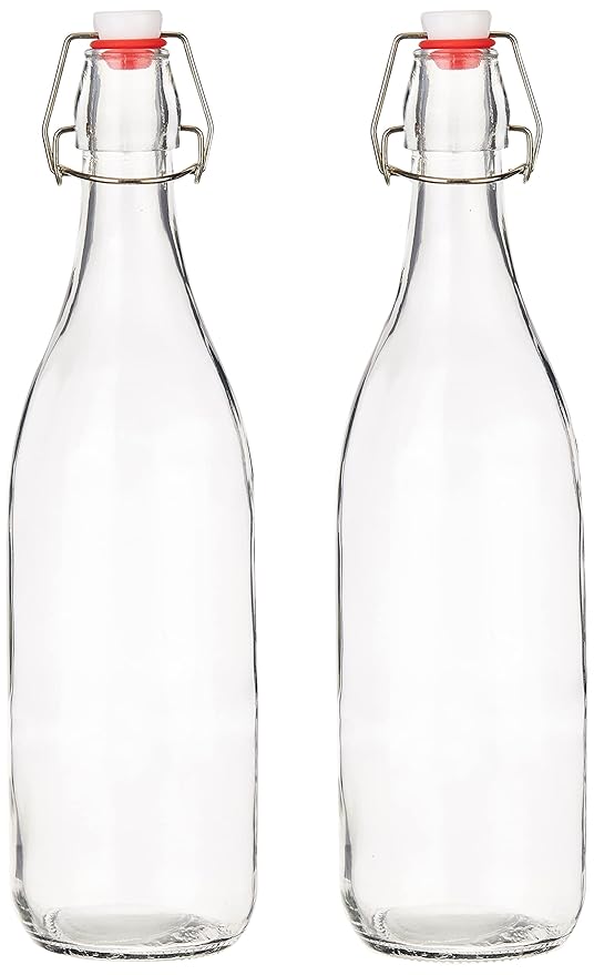 Amazon Brand Solimo Swing Top Water Bottle with Stopper Set of 2 (1