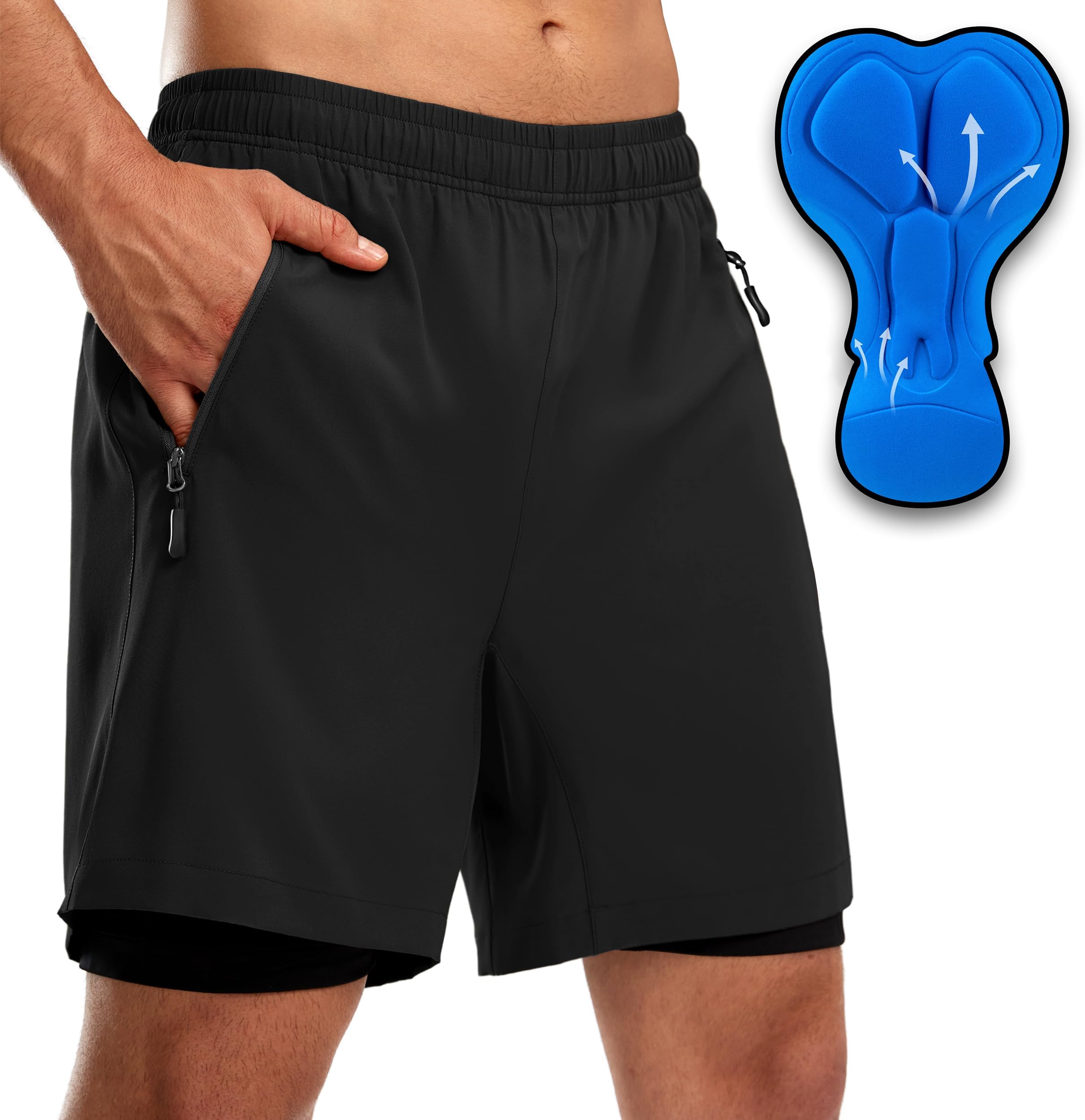 Bikewa Men's Mountain Bike Shorts 3D Padded Loose-fit Riding Biking Cycling Bicycle Biker Shorts for Men Zipper Pockets
