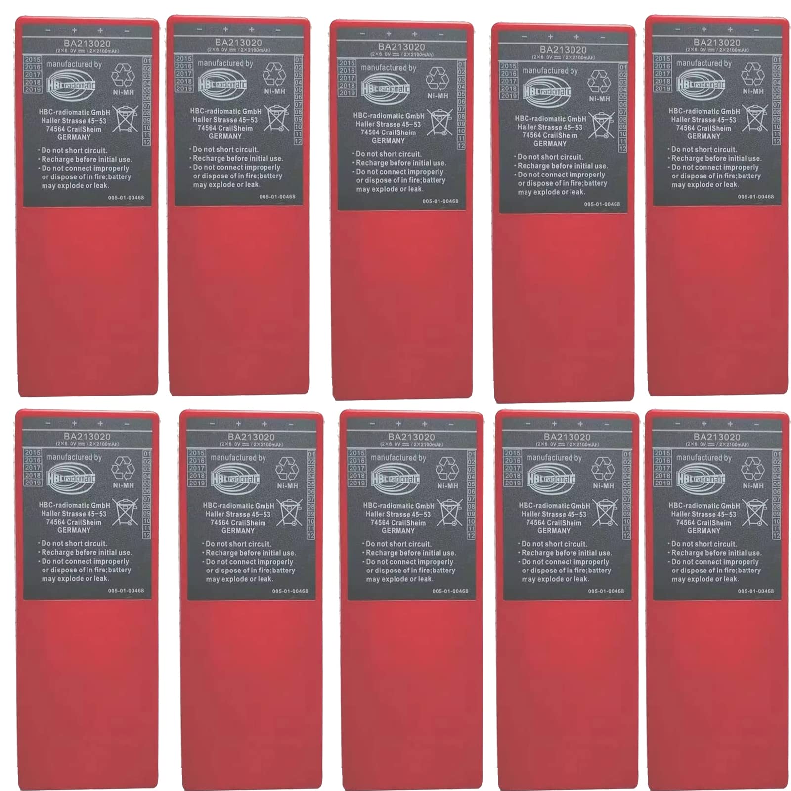 10 Pack Ni-Mh BA213020 Rechargeable Remote Control Battery Replacement for BA213020 BA214061 FUB10AA HBC Crane Remote Control Pump