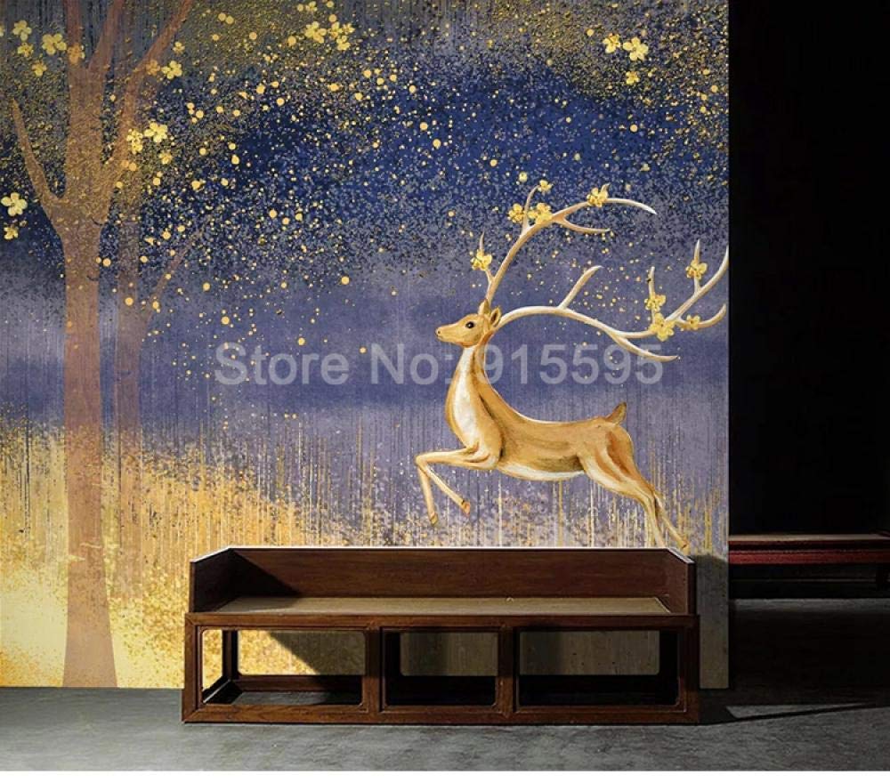 Papier peint mural 3D élan or 200x140 cm pour salon et chambre