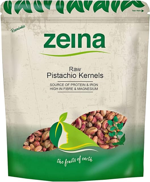 Zeina Whole Pistachio Kernels - Ideal for Snacking and Home Baking, Vegan Approved Raw Pistachio Kernels, High in Fibre, Minerals and Vitamin E - 1 x 1Kg