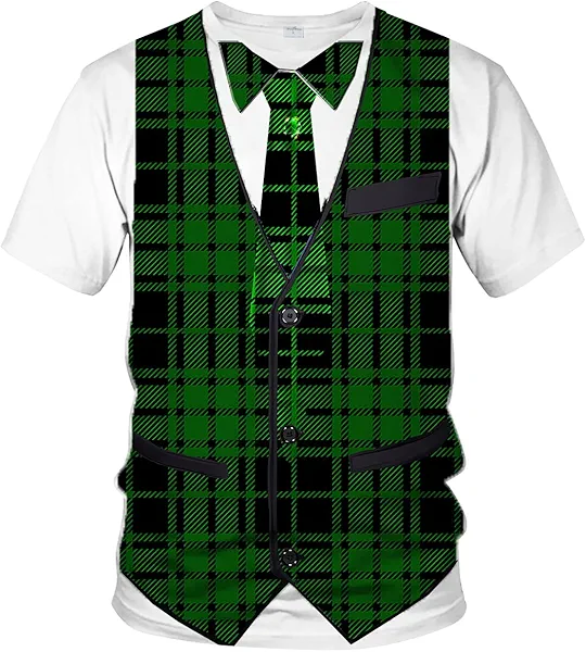 LAOLIUSN Tuxedo T Shirts for Men Tux Costume Suit and Tie Tee Shirt Gifts T-Shirt