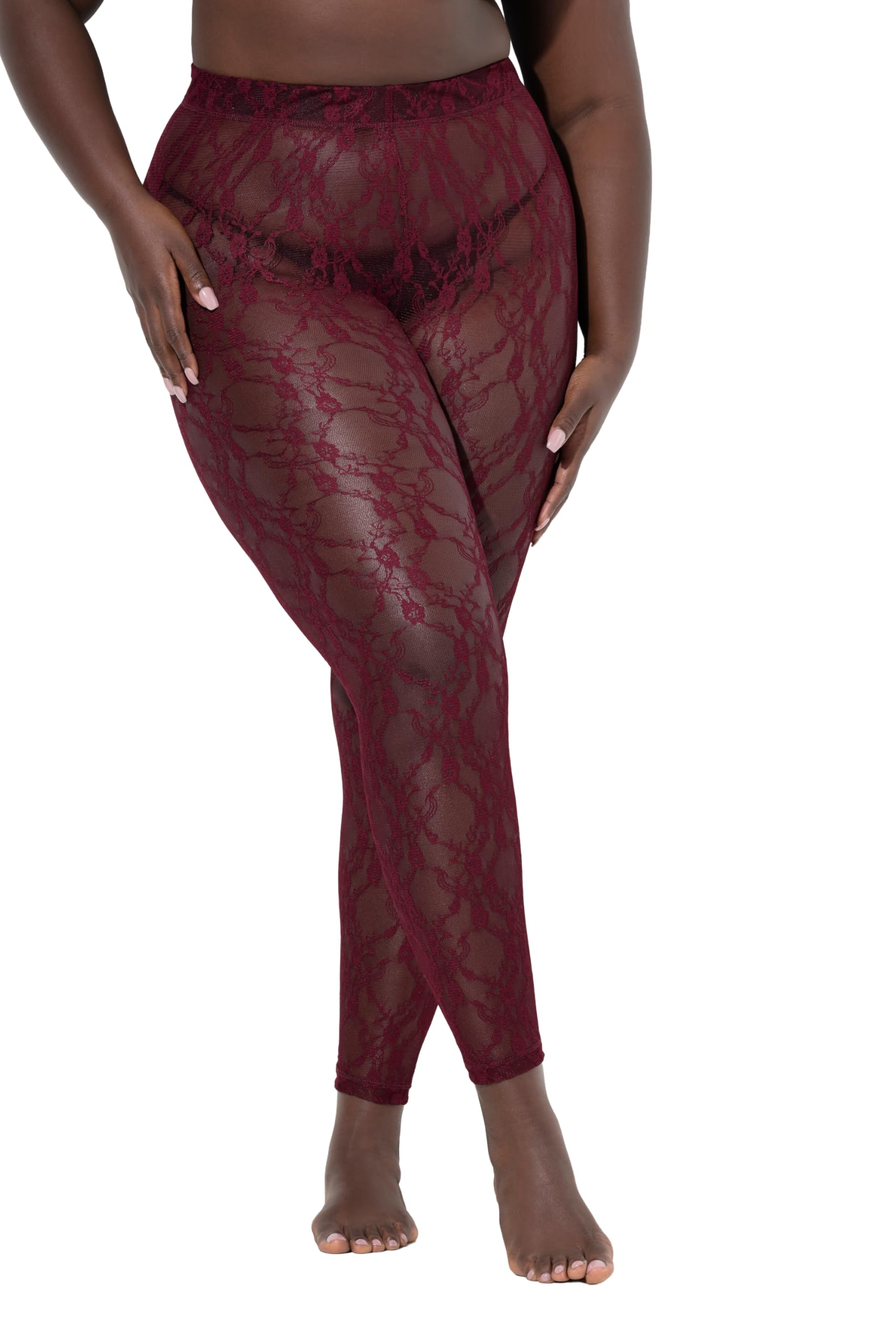 Ulla Popken Damen große Größen Übergrößen Plus Size Leggings, Spitze, Stretchkomfort 844543