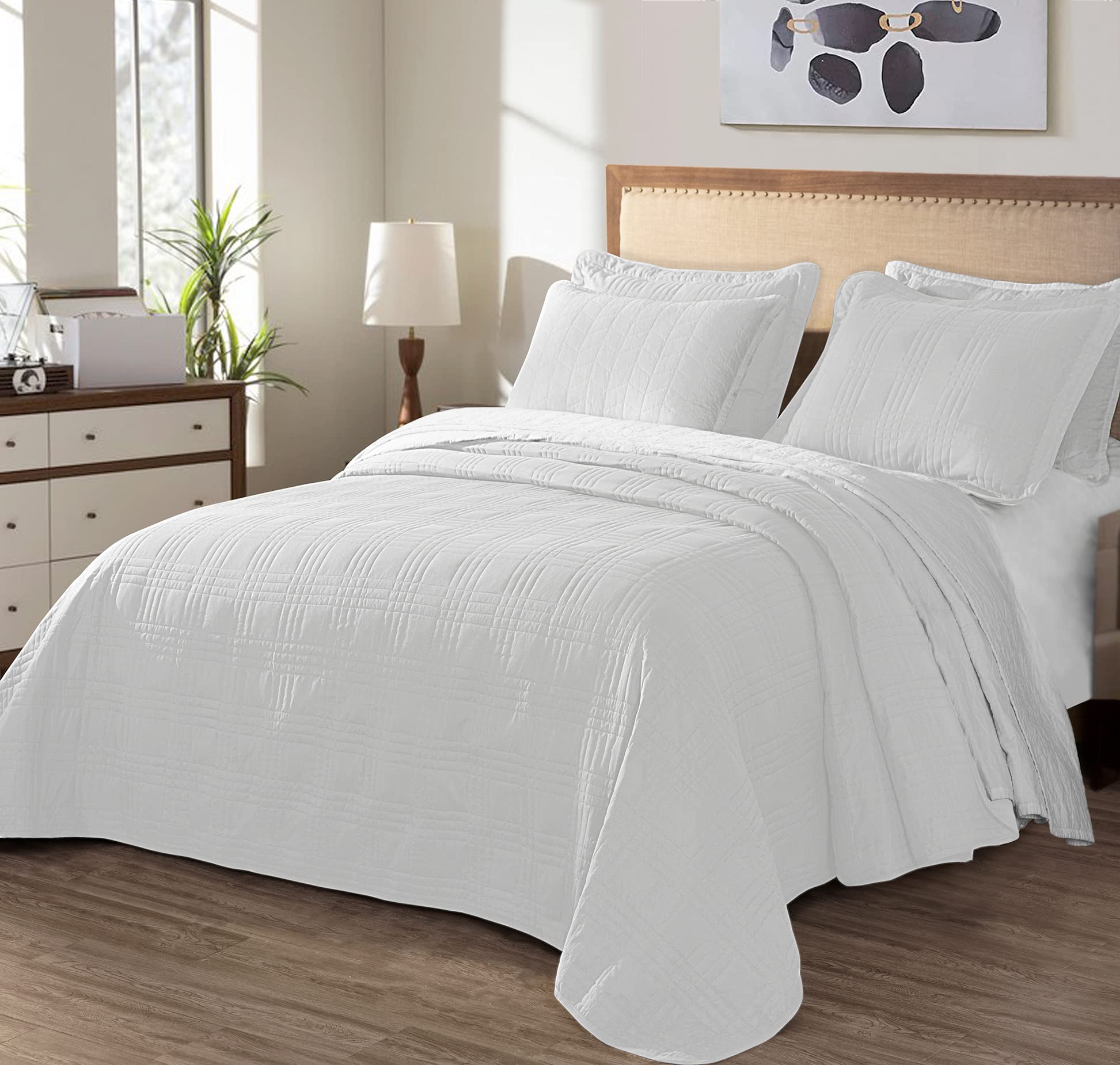 Chezmoi Collection Kingston 3-Piece Oversized Bedspread Coverlet Set