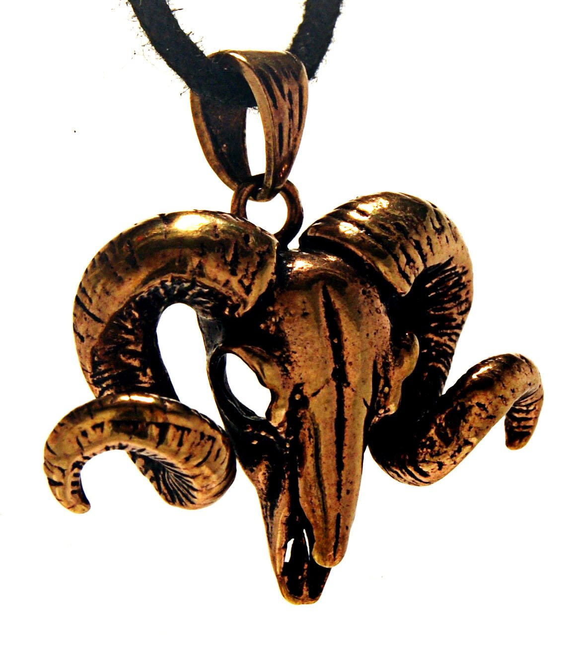 Kiss of Leather Widderkopf Anhänger aus Bronze mit Baumwollband Br. 129