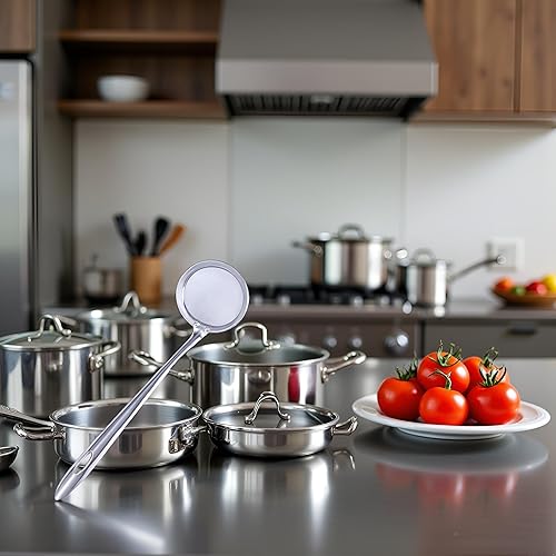 Miniatura 6 de Cuchara de acero inoxidable de 3 pulgadas, colador de alimentos de malla fina, colador de grasa con mango largo para desnatar grasa y espuma, filtro