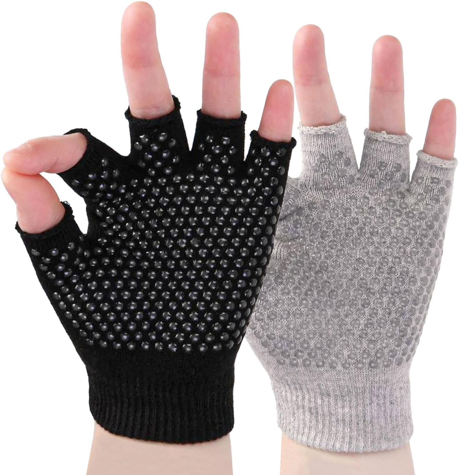YL TRD V 2 Packs of Non Slip Fingerless Yoga Gloves Exercise Gloves Workout Gloves