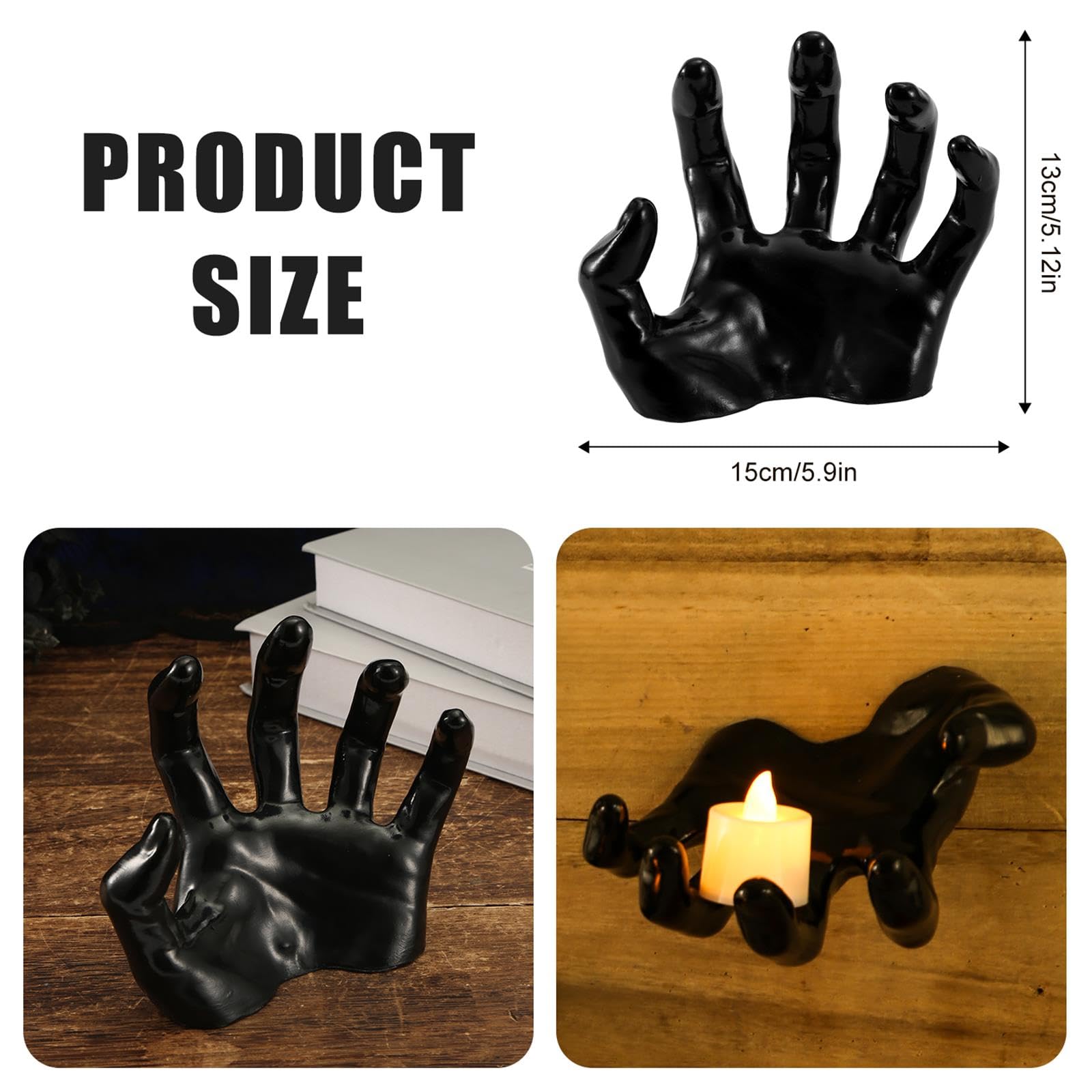 PEUTIER 3 mani raccapriccianti da parete, diverse dimensioni, mani spettrali, decorazione da parete con candele e mani, appendiabiti da parete, spaventose decorazioni di Halloween per interni