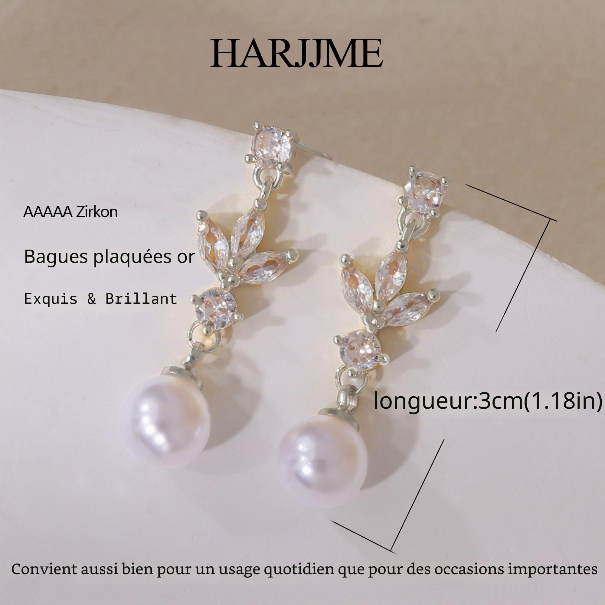 Boucles d'oreilles Femme Perle Pendantes Plaquée Or 14 Carats Hypoallergénique Longues Or Argent Boucle Doreille Zircon Perles Fantaisie Bijoux Cadeau
