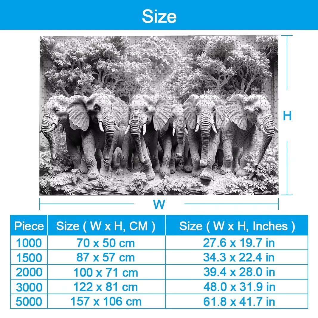 Puzzle 2000 Piezas, Puzzle Elefante de Madera para Adultos, Regalos -2548