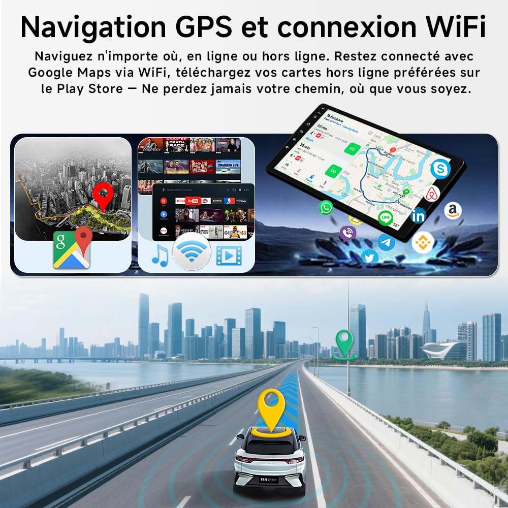 10,1" Android 15 Autoradio pour Skoda Fabia 5J MK2 2007-2013 | 4+64Go, Carplay Android Auto sans fil, Touch Screen, Voiture Stéréo Bluetooth 5.4, Wifi 6.0, HiFi Navigation GPS