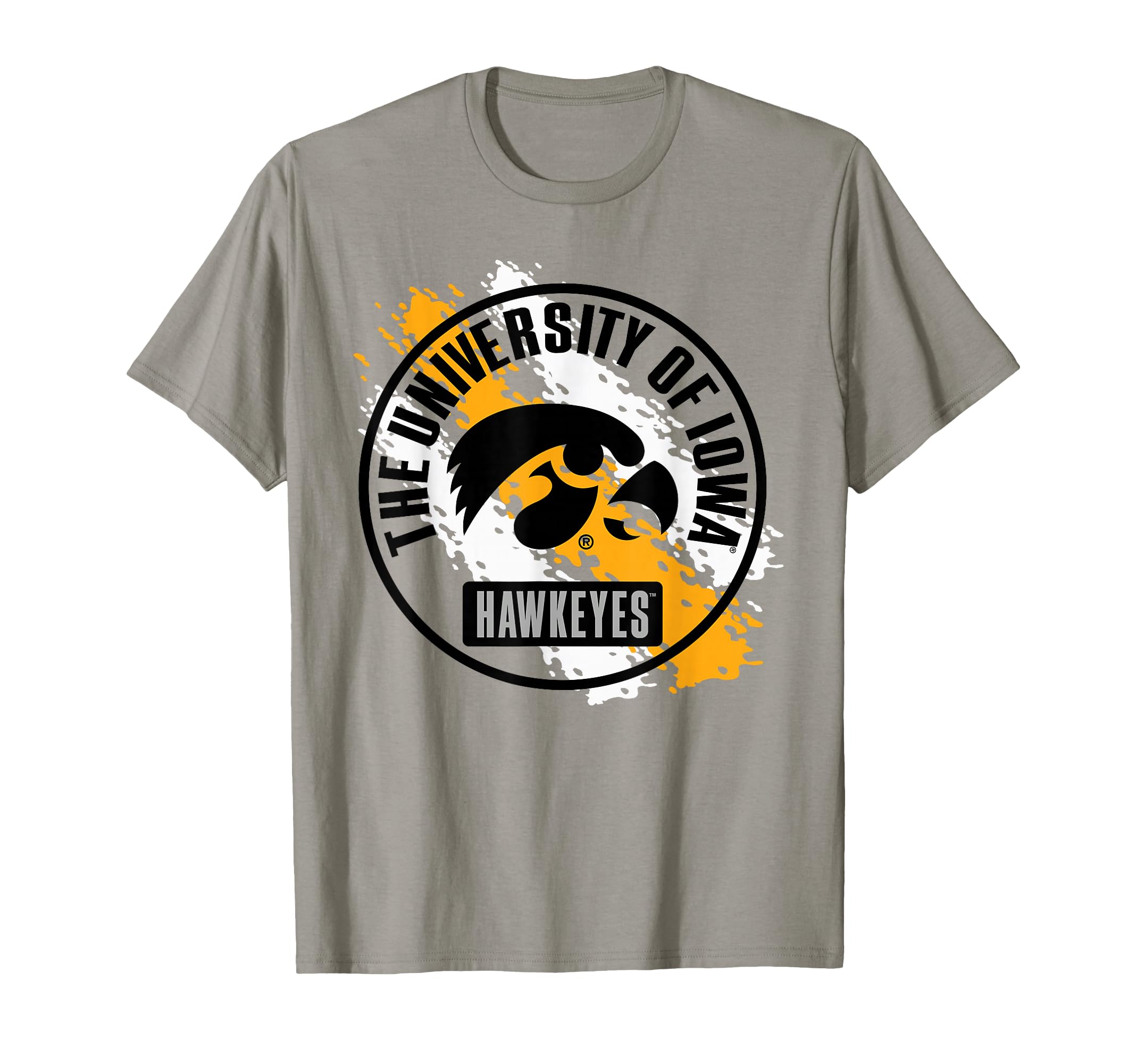 Elite Authentics Iowa Hawkeyes Retro Paint Gray Officially Licensed T-Shirt, Small, Grey