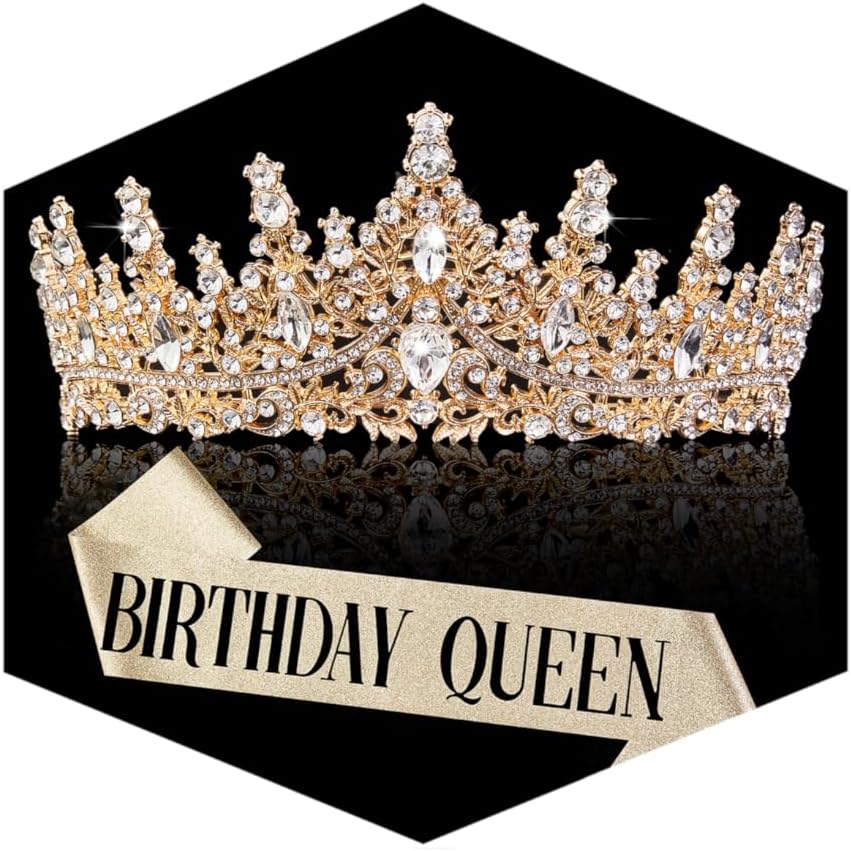 - Fesciory Gold Crown for Women Crystal Princess Tiaras Rhinestone Queen Headband Wedding Bridal Hair Accessories Birthday Prom Pageant Party Coming of Age Ceremony Photo Props