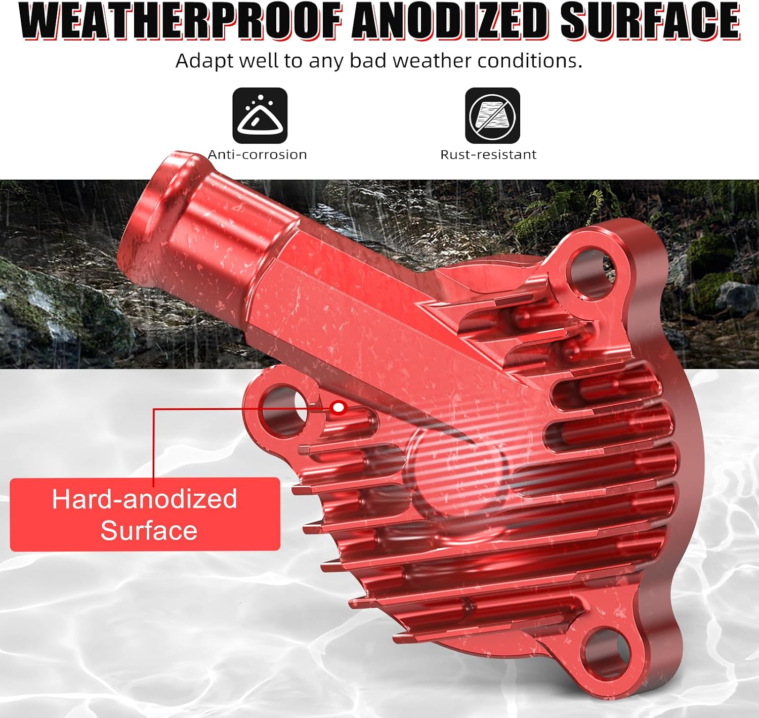 NICECNC Motorcycle Aluminum Thermostat Cover Compatible with Honda TRX450R 2010-2014, TRX450ER Electric Start 2006-2009, 2011-2014 - Thermostat Housing, Replacement for 19321-HP1-670