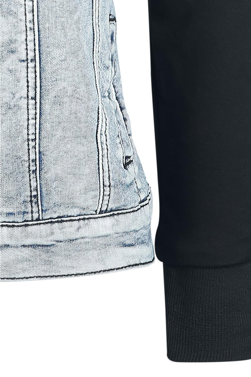 Black Premium by EMP Mujer Chaqueta vaquera negra con mangas de sudadera