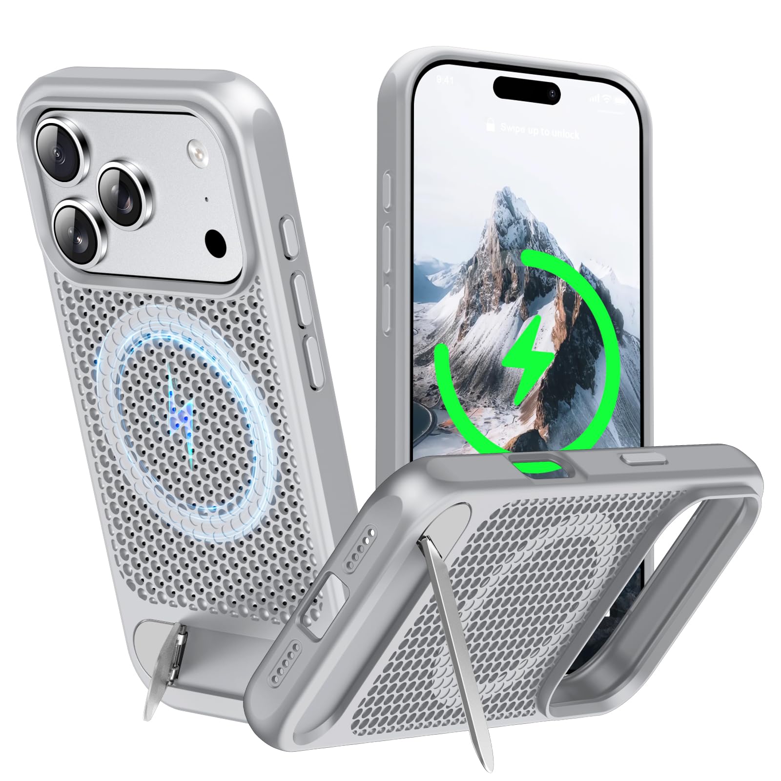 ZHOGTNEG Magnetic Heat Dissipation case for iPhone 18 Pro/17 Pro-Silver