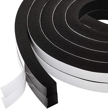 Closed Cell Foam Weather Strip, 1/2 Inch x 1/2 Inch, Window Insulation Rubber Seal, 13 Feet 2 Rolls x 6.5ft