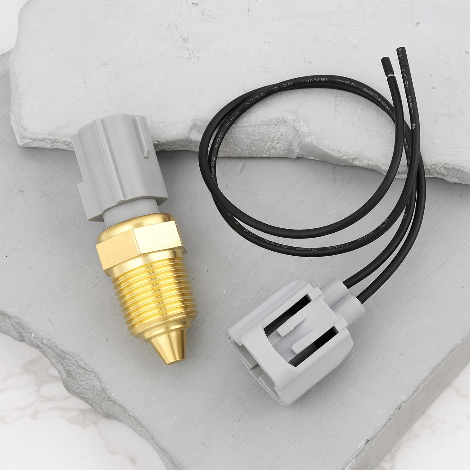 EMSea 2pcs Engine Coolant Temperature Sensor 2 Pin Connector Harness Kit F5AF-12A648-AB 3F1Z-12A648-A Compatible with Ford Mercury