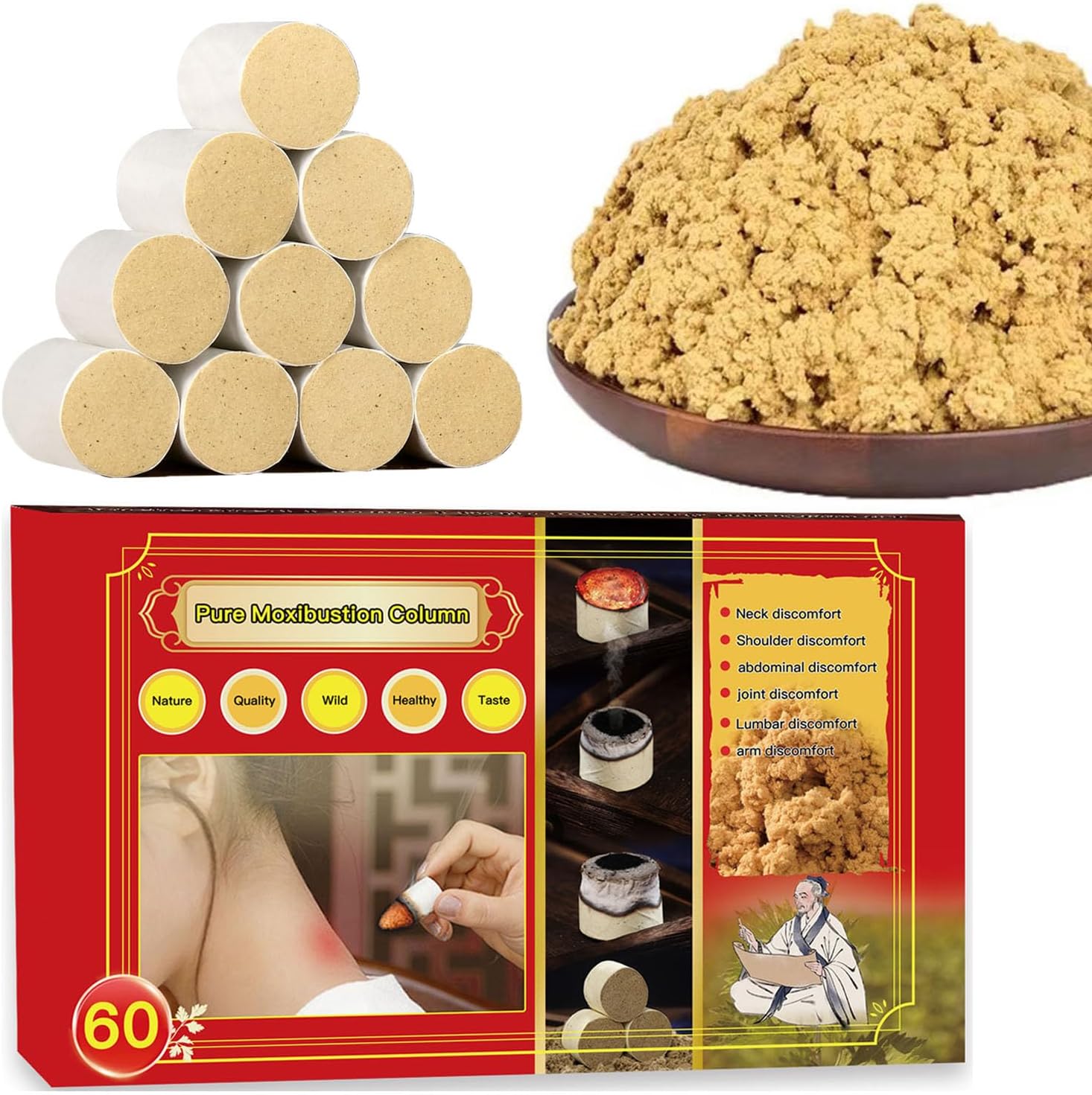 12 Rolls Moxa Stick for moxibustion 50:1 Extraction 3 Year Chen Mugwort Pure Moxa Rolls Herbal Handmade Wormwood Sticks for Gentle moxibustion 20cm