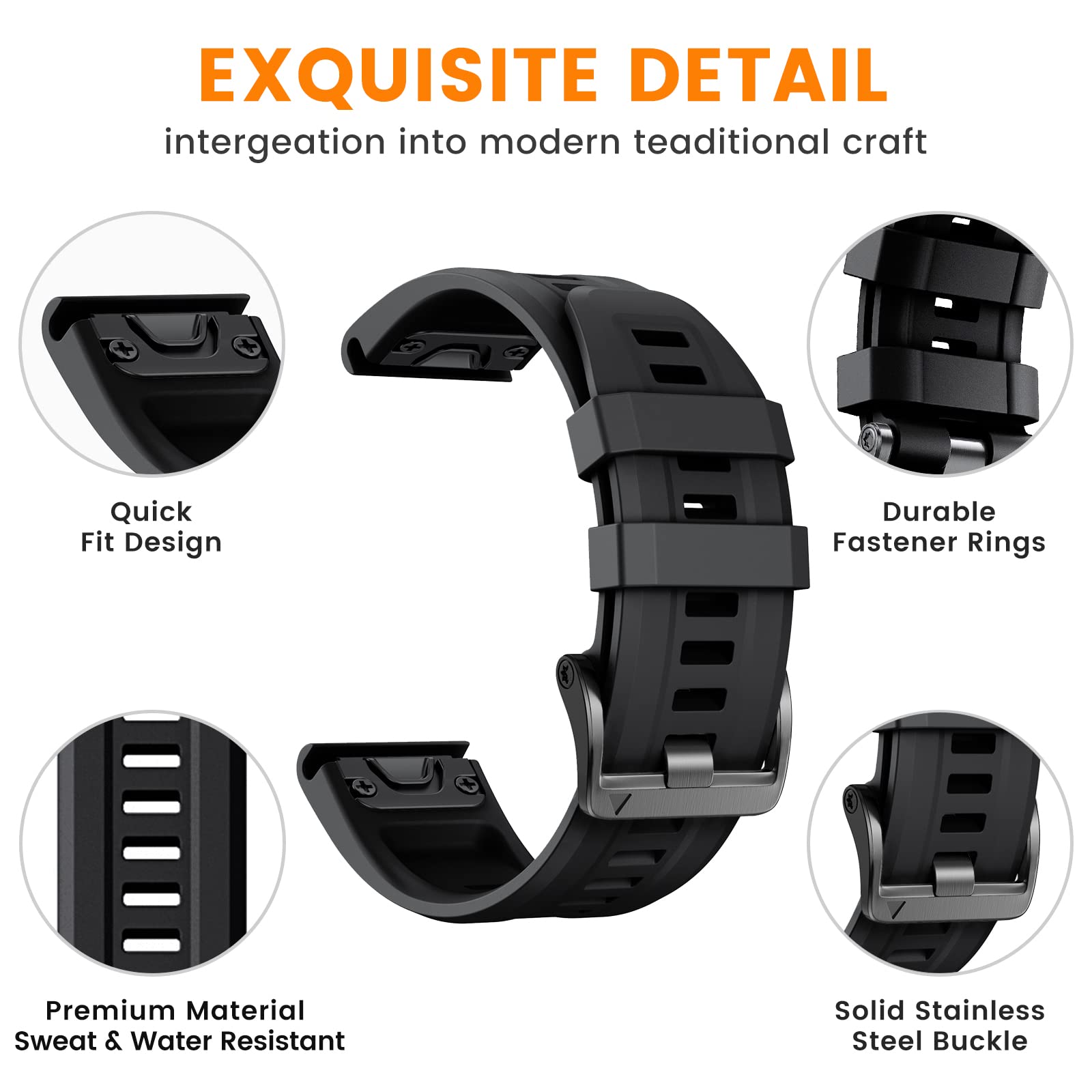 Cinturino Quickfit 22mm per Garmin Fenix 7/6/5/7 Pro/6 Pro/5 Plus/8 47mm,Con Garmin Forerunner 945/955/965/970/Instinct 2/Instinct 3/E 45mm/Approach S60/S62/S70 47mm(2PCS)