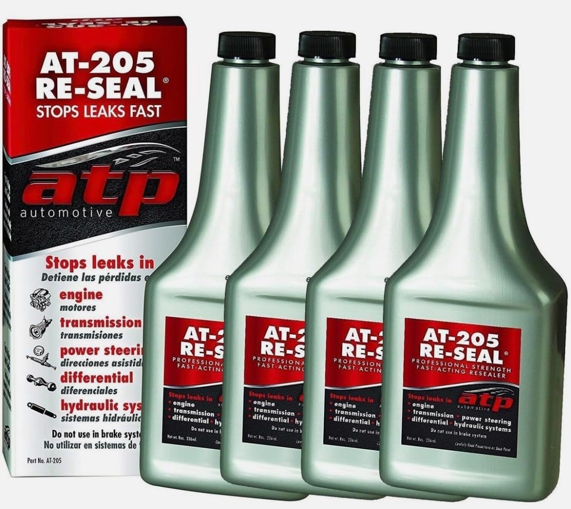 AT-205 Re-Seal Leak Stopper 8oz - 4 Pack of Leak Stop. for Any Automotive Leak. Stop leaks in Engine-transmissions-Power Steering-Differential-Hydraulics.Made in USA.